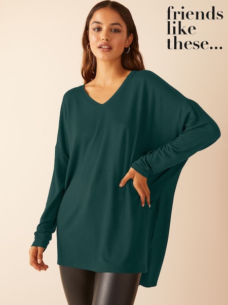 Friends Like These Teal Blue Long Sleeve Tunic (W71850) | €29