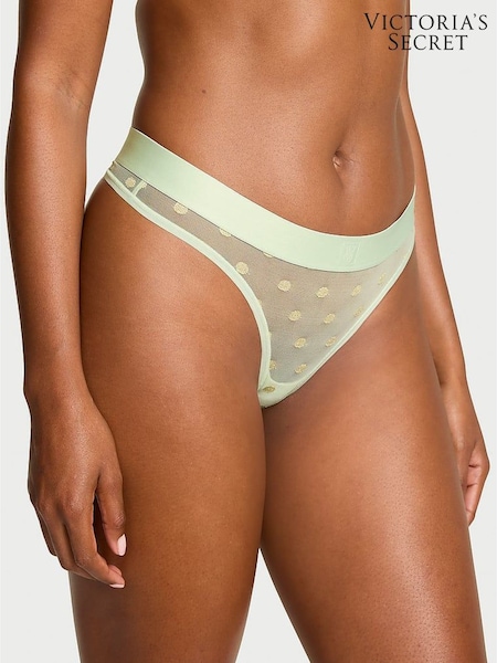 Victoria's Secret Mint Crush Green Thong Sheer Logo Knickers (W72066) | €11.50