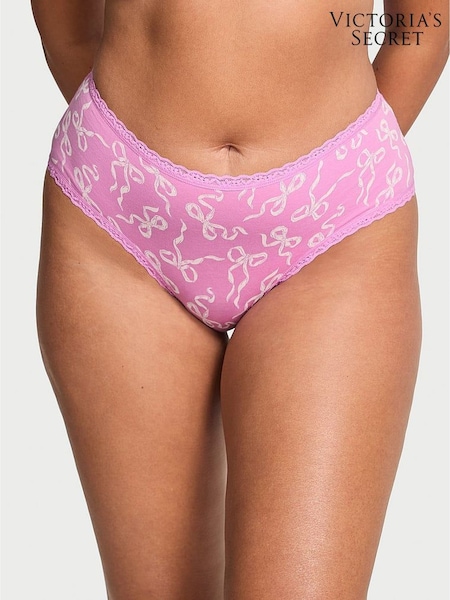 Victoria's Secret Lilac Purple Bows Cheeky Cotton Lace Trim Knickers (W72103) | €11.50