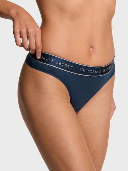 Victoria's Secret Blue Thong Logo Knickers (W72104) | €13