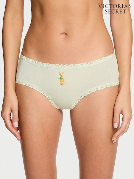 Victoria's Secret Mint Green Bunny Cheeky Cotton Lace Trim Knickers (W72127) | €11.50
