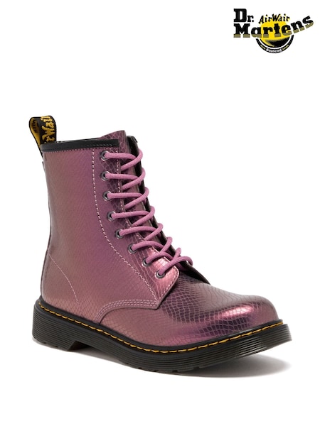 Dr. Martens Pink 1460 Y Copper Reptile Emboss Shoes (W72142) | AED641