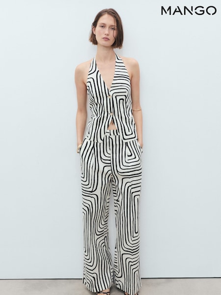 Mango White Pattern Trousers (W72329) | €59