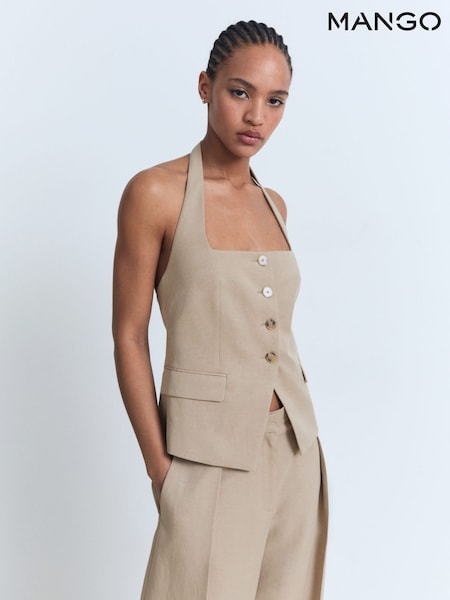 Mango Beige Halter Neck Waistcoat (W72330) | €63