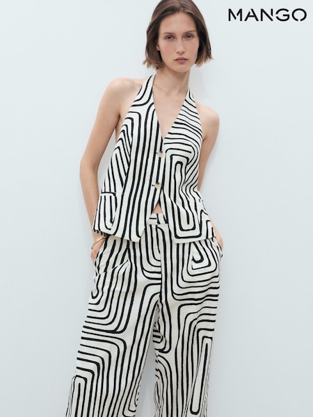 Mango White Pattern Halter Neck Waistcoat (W72338) | €45