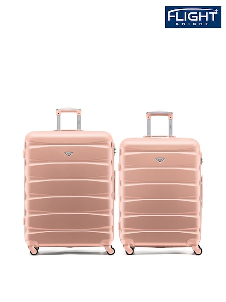 Flight Knight Medium and Large Pink Check-In Hold Luggage Hardcase Travel Suitcases Set Of 2 (W72434) | €154
