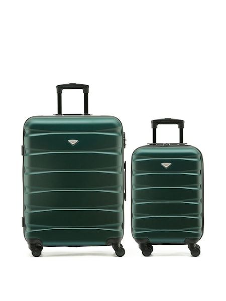 CABIN PRO Medium Green Check In & Small Carry On Hardcase Travel Suitcases Set Of 2 (W72457) | €128