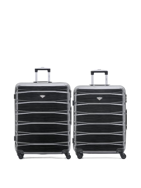 CABIN PRO Medium & Large Grey Check In Hold Luggage Hardcase Travel Suitcases Set Of 2 (W72462) | €154