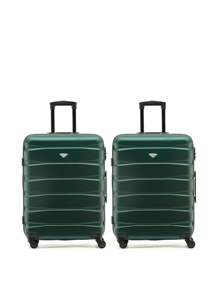 CABIN PRO Medium Green Check In Hold Luggage Hardcase Travel Suitcases Set Of 2 (W72466) | €147