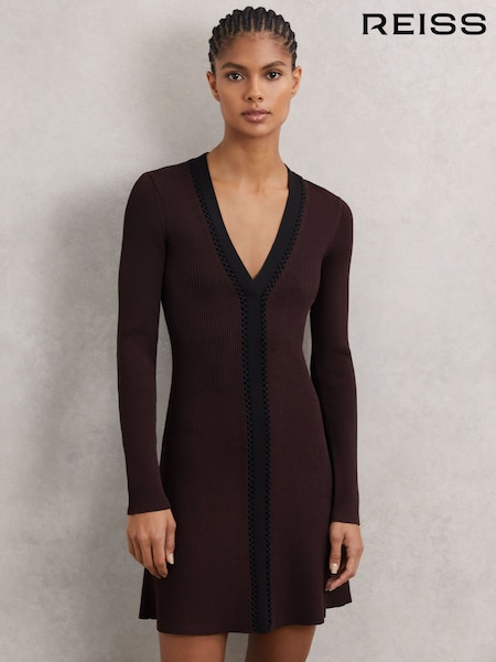 Reiss Alma Craft-Stitch Rib-Knit Mini Dress (W72768) | R$ 1.955