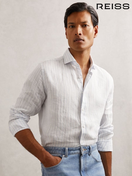 Reiss Pale Blue/White Stripe Ruban Shirt (W72779) | AED792