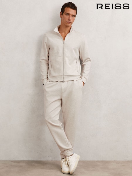 Reiss Oatmeal Cortona Double-Faced Jersey Zip Sweatshirt (W72804) | €180