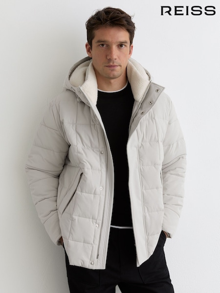 Reiss Stone Klause Fleece-Lined Hooded Puffer Jacket (W72913) | €502