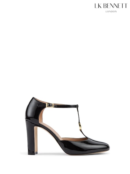 LK Bennett Black Almina Print Leather Oloid Maryjane Open Courts (W72922) | AED1,916