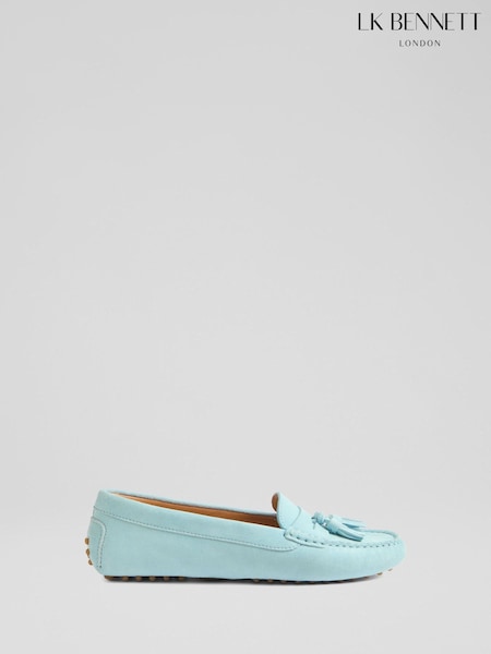 LK Bennett Blue Leather Tassel Moccasin Loafers (W72924) | €318