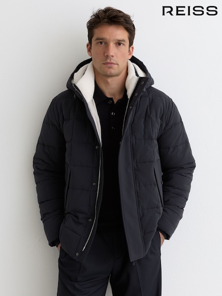 Reiss Navy Klause Fleece-Lined Hooded Puffer Jacket (W72926) | €502