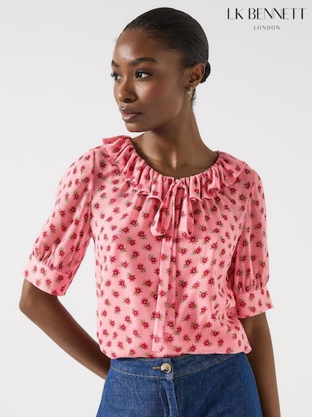 LK Bennett Coco Frilled Pink Blouse (W72928) | 1,110 LEI