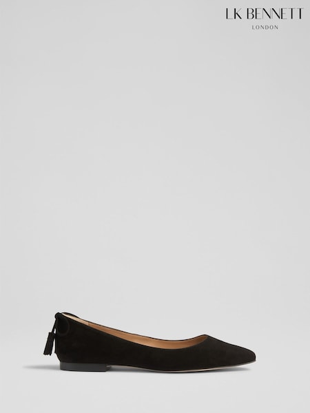 LK Bennett Black Essie Suede Tassel Point Flats (W72930) | AED1,334