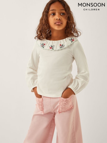 Monsoon Natural Embroidered Collar Top (W72994) | AED121 - AED149