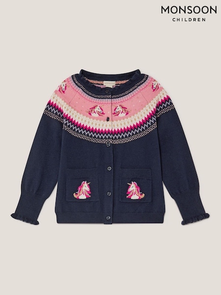 Monsoon Blue Unicorn Fair Isle Cardigan (W73002) | €37 - €43