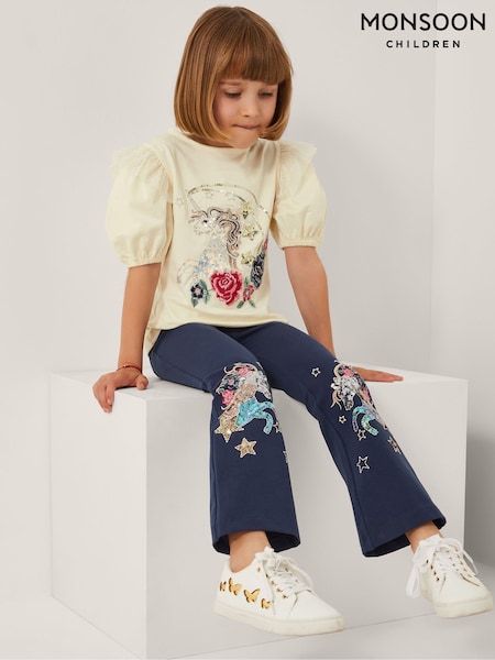 Monsoon Natural Unicorn Embellished T-Shirt (W73004) | €22.50 - €28