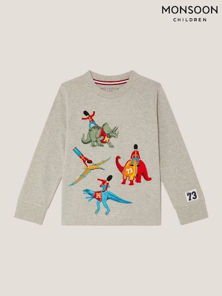 Monsoon Grey Varisty Dinosaur Long Sleeve Top (W73005) | €21.50 - €24