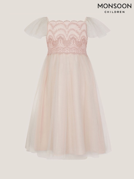 Monsoon Pink Francesca Lace Tulle Party Dress (W73007) | €63 - €77