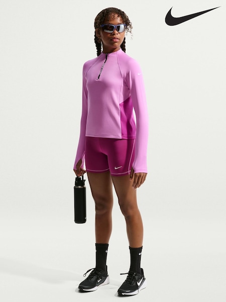 Nike Magenta Pink Pro Dri-FIT Half Zip Long Sleeve Top (W73046) | LEI 283