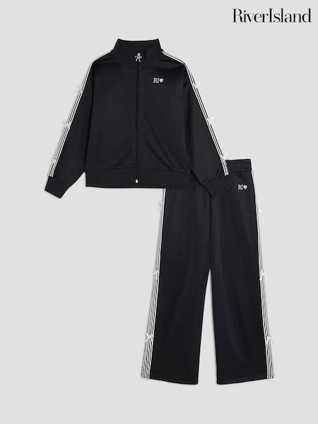 River Island Black Girls Bow Tracksuit Set (W73204) | €45