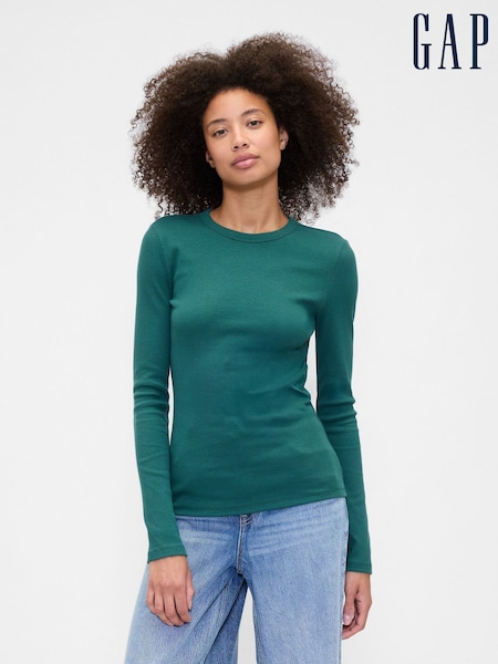 Gap Green Long Sleeve Rib T-Shirt (W73237) | €23