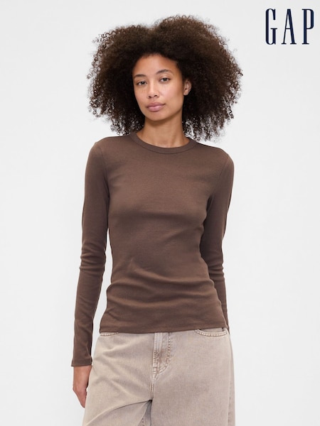 Gap Brown Long Sleeve Rib T-Shirt (W73252) | €23