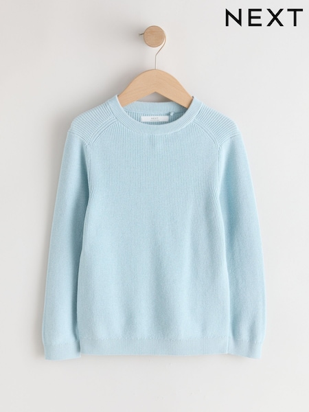 Light Blue Without Stag Cotton Crew Neck Knitted Jumper (3-16yrs) (W73275) | €16.50 - €22.50