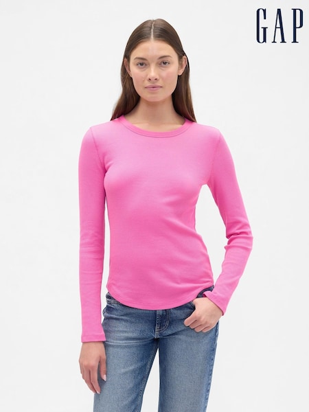 Gap Pink Waffle Knit Crew Neck T-Shirt (W73291) | €17.50
