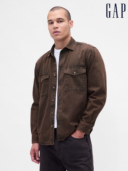 Gap Brown Denim Relaxed Shirt (W73307) | €85