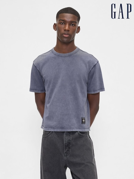 Azul lavado - Gap Heavyweight Crop Graphic T-Shirt (W73319) | 35 €