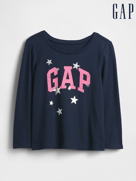 Azul marino - Gap Logo Crew Neck Long Sleeve T-Shirt (6mths-5yrs) (6mths-5yrs) (W73344) | 14 €