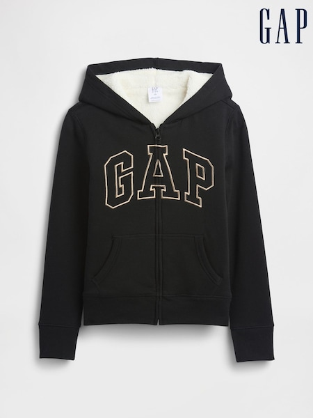Gap Black Logo Sherpa Hoodie (4-13yrs) (W73373) | €40