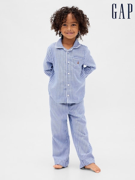 Gap Blue Stripe Flannel Pyjama Top & Trousers Set (6mths-5yrs) (6mths-5yrs) (W73383) | €40