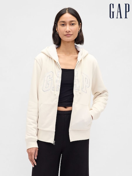 Gap Cream Relaxed Logo Sherpa-Lined Zip Hoodie (W73425) | €60