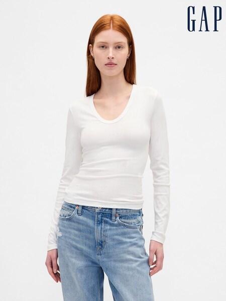 Gap White Sheer Modern Rib T-Shirt (W73442) | €38
