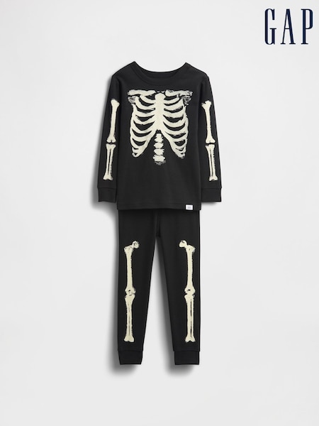 Gap Black Skeleton Brushed Cotton Halloween Pyjamas Set (6mths-5yrs) (6mths-5yrs) (W73465) | € 28