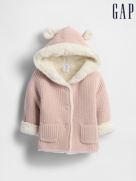Gap Pink Sherpa-Lined Cardigan (Newborn-24mths) (0-24mths) (W73477) | €42