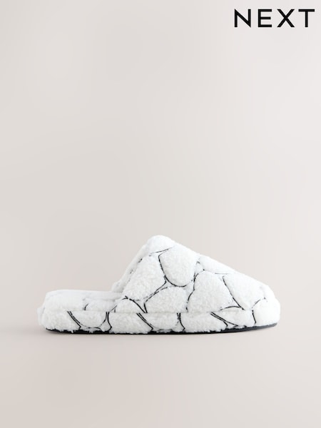 White Heart Borg Mule Slippers (W73479) | 71 QAR
