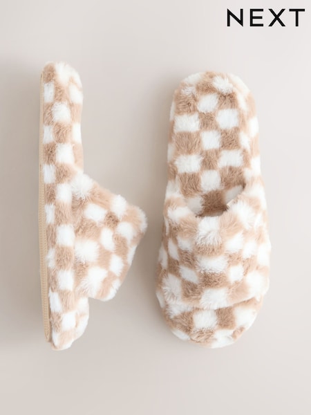 Green/White Checked Slider Slippers (W73487) | €20