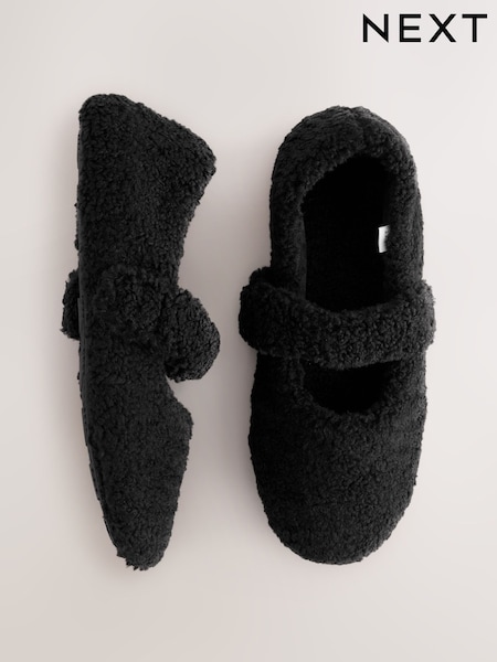 שחור - Borg Ballet Slippers (W73489) | ‏60‏₪