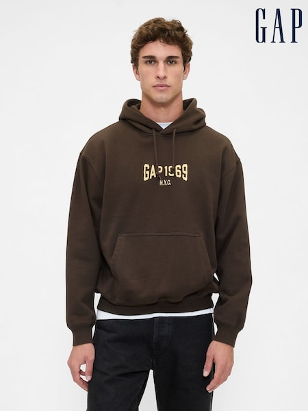 Gap Brown Heavyweight 1969 Logo Hoodie (W73519) | €85