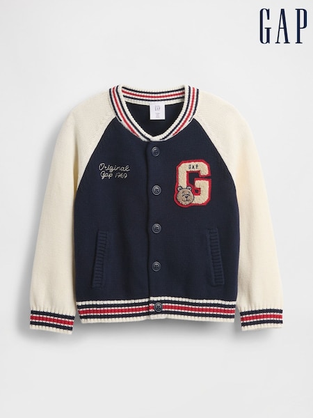 Gap Blue/Cream Varsity Logo Jumper Jacket (6mths-5yrs) (6mths-5yrs) (W73541) | €53