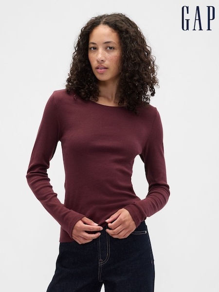 Gap Red Modern Long Sleeve Crew Neck T-Shirt (W73557) | €19