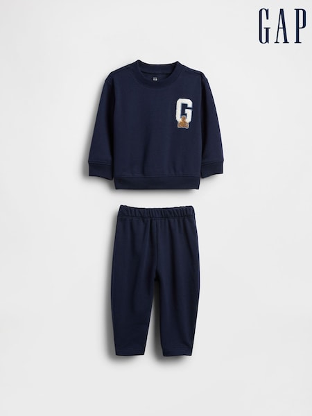 Gap Navy Baby Vintage Soft Varsity Logo Sweat Set (Newborn-24mths) (0-24mths) (W73566) | €33