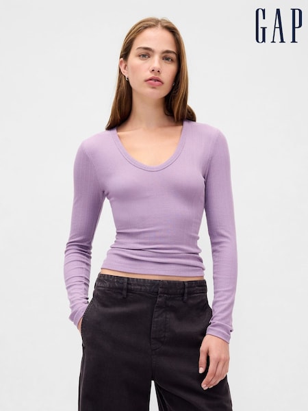 Gap Purple Sheer Modern Rib T-Shirt (W73638) | €38